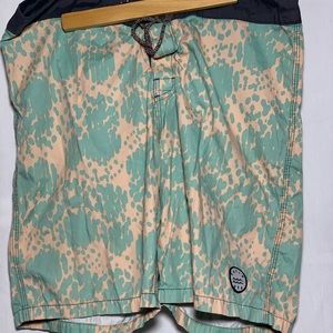 Katin U.S.A. Board Shorts Men’s Swim Trunks Coral & Green Size 33 American Surf